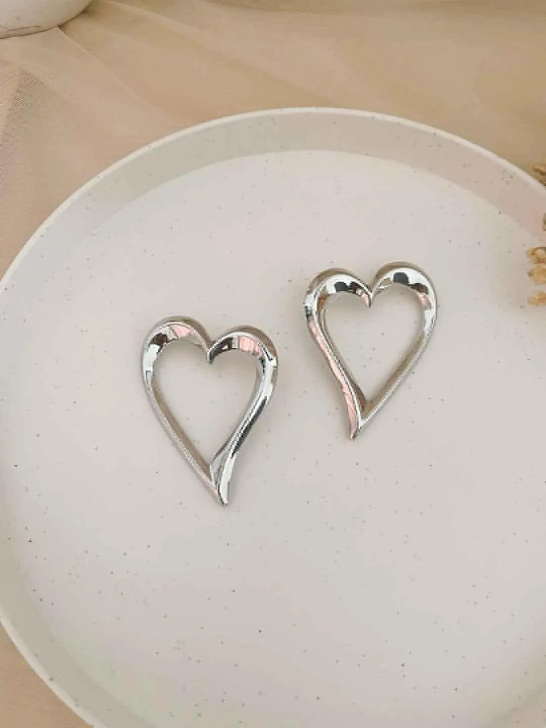 Silver Open Heart Earrings