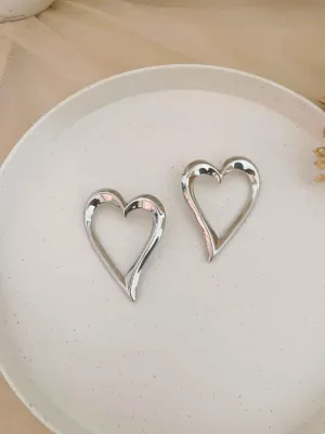 Silver Open Heart Earrings