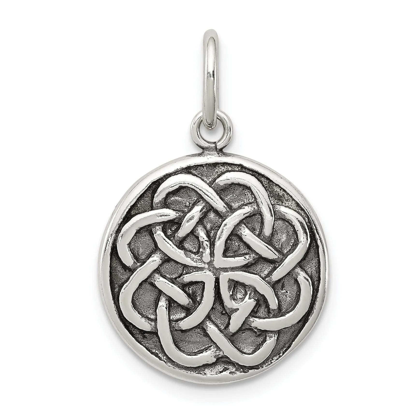 Silver Polish Antiqued Round Celtic Knot Charm