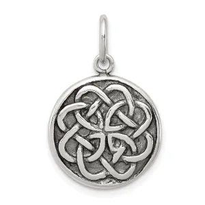 Silver Polish Antiqued Round Celtic Knot Charm