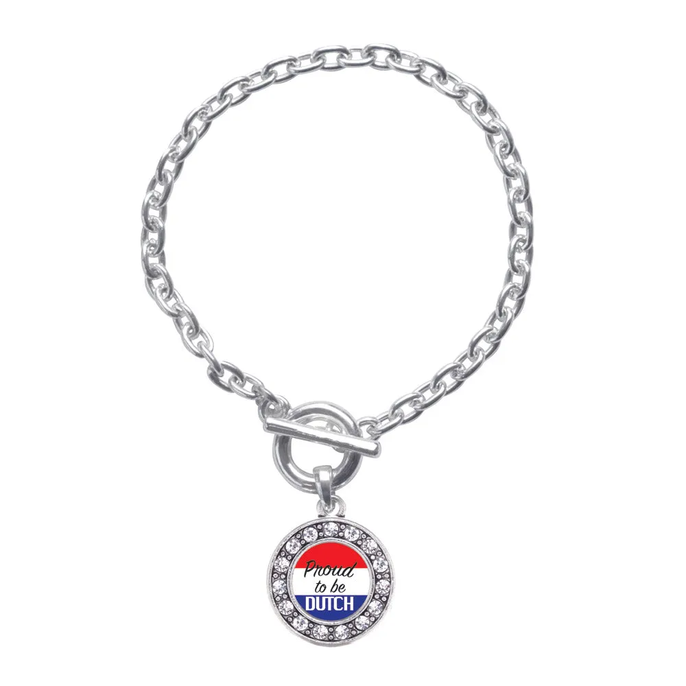 Silver Proud to be Dutch Circle Charm Toggle Bracelet