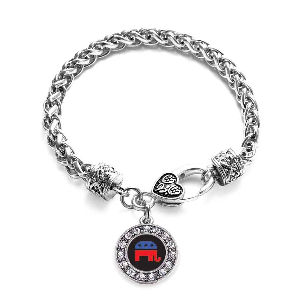 Silver Republican Circle Charm Braided Bracelet