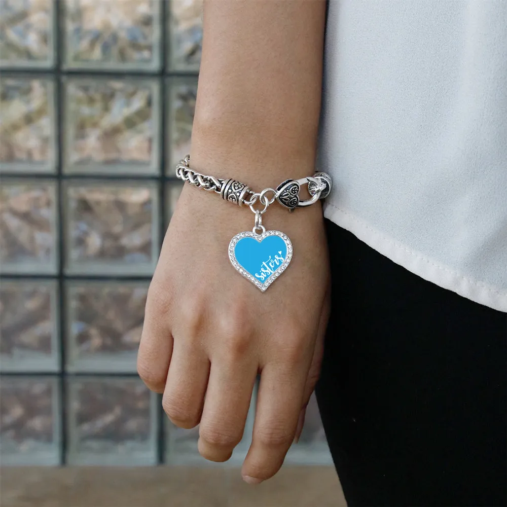 Silver Sisters - Blue Open Heart Charm Braided Bracelet