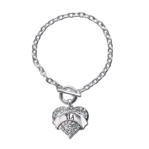 Silver Tía Pave Heart Charm Toggle Bracelet