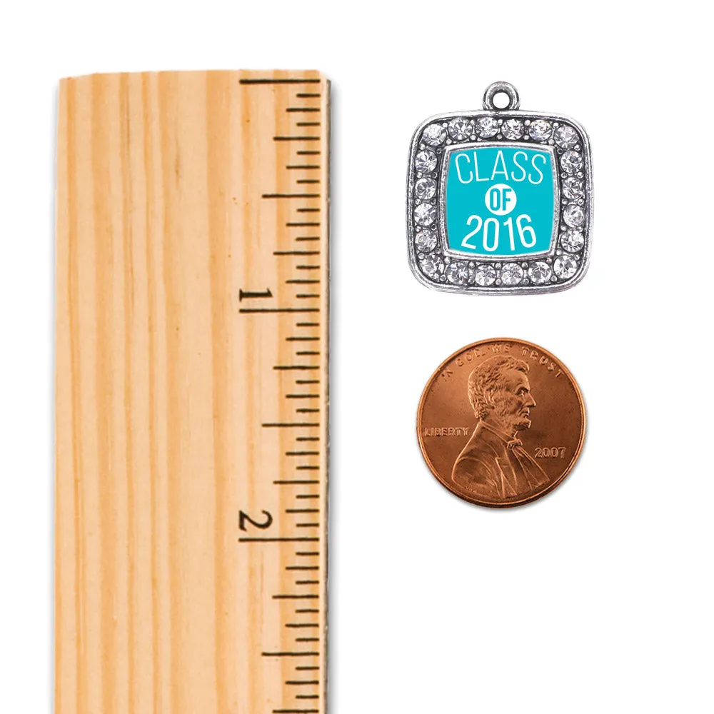 Silver Teal Class of 2016 Square Charm Toggle Bracelet