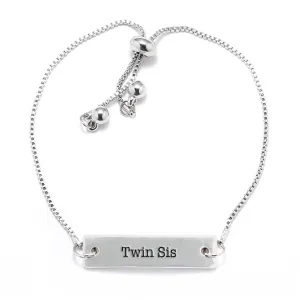 Silver Twin Sis Adjustable Bar Bracelet