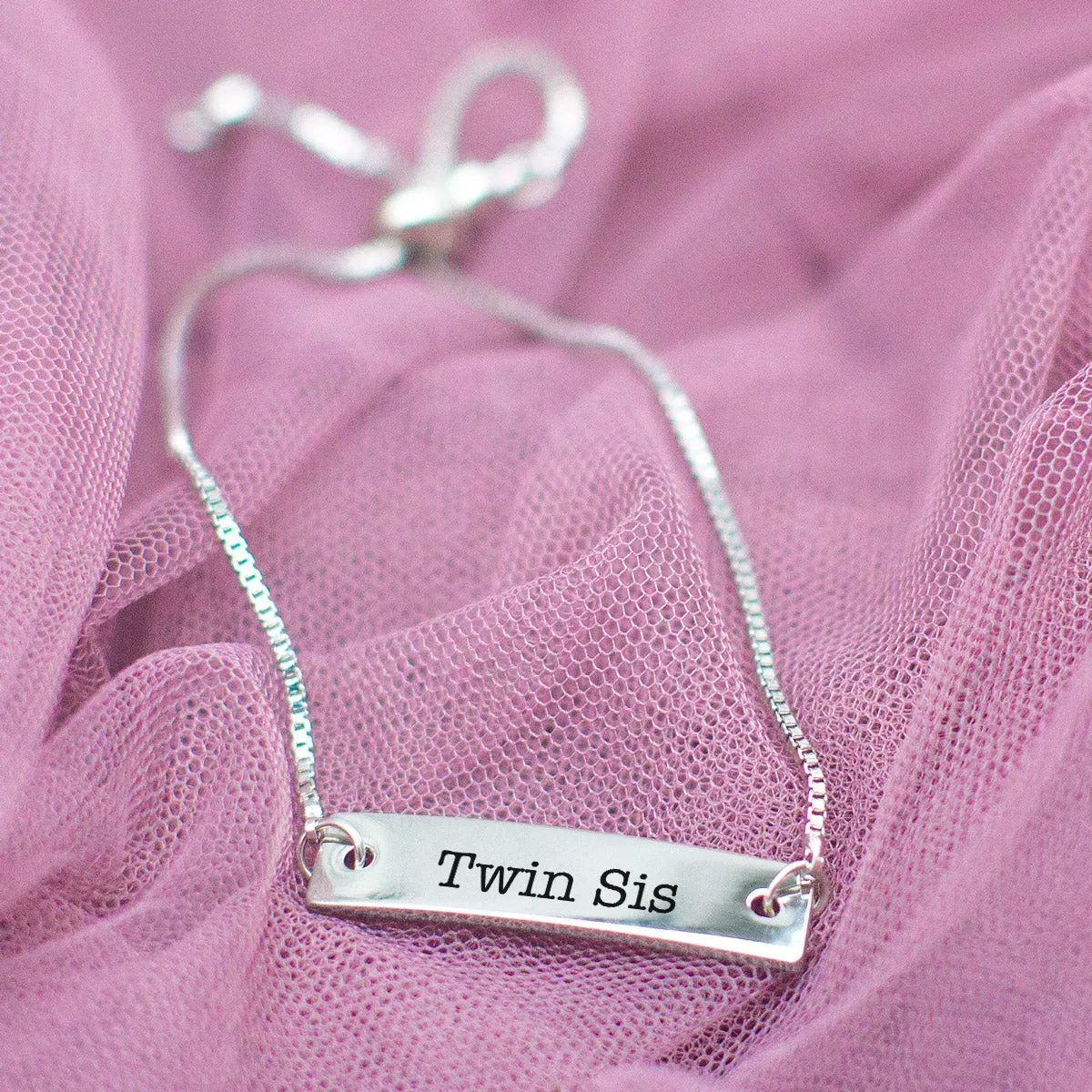 Silver Twin Sis Adjustable Bar Bracelet