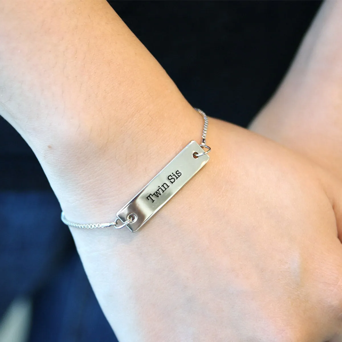 Silver Twin Sis Adjustable Bar Bracelet