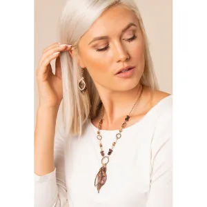 Simply Noelle Metal Leaf and Bead Necklace