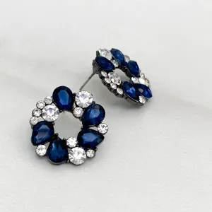 SKY Navy Blue Rhinestone Stud Earrings