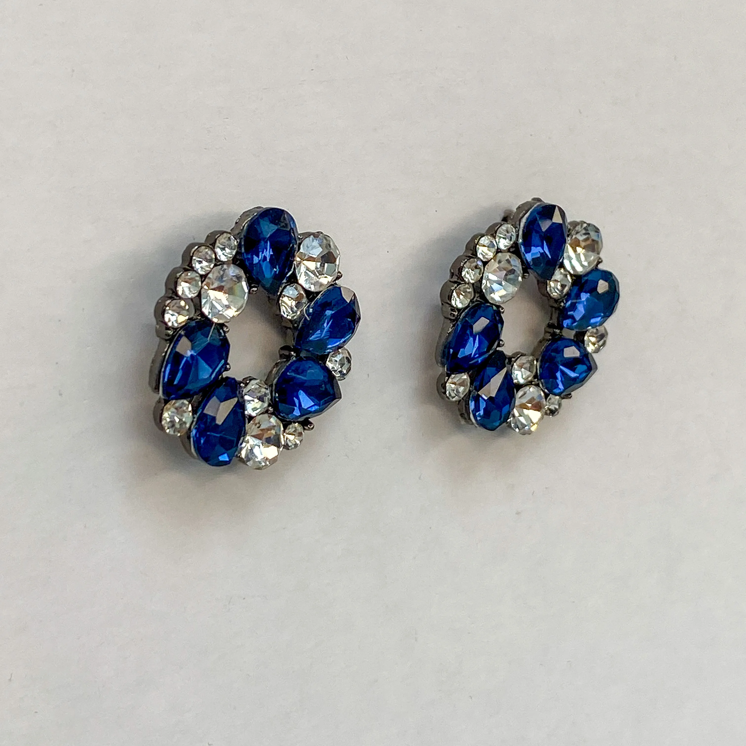 SKY Navy Blue Rhinestone Stud Earrings