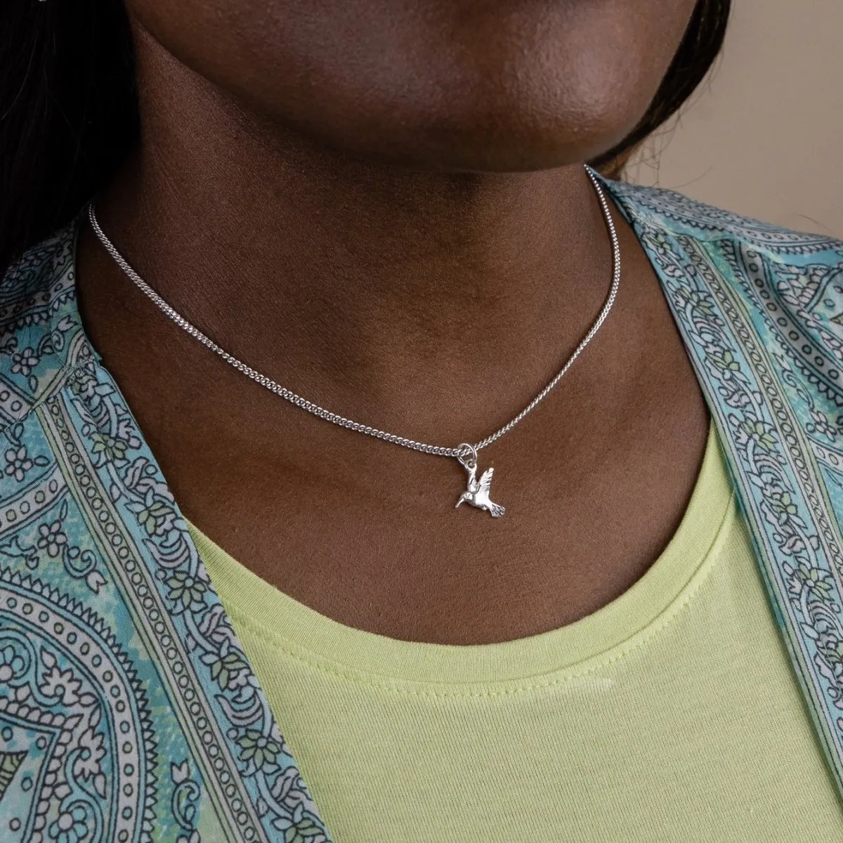 Small  Humming Bird Pendant with Chain