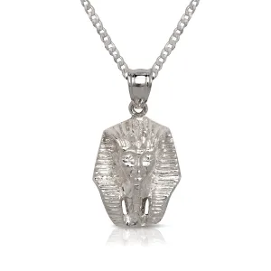 Small Pharaoh Head .925 Sterling Silver Pendant Necklace