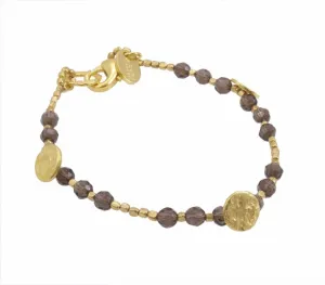 Smoky Quartz Plated Sun Disc Bracelet