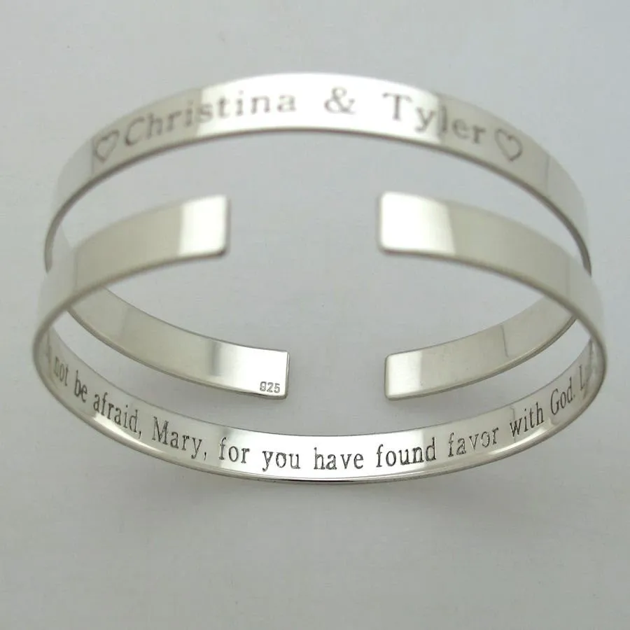 Special Gift - Personalized Silver Thin Stacking Bracelet