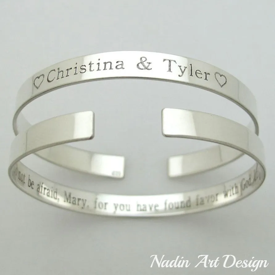 Special Gift - Personalized Silver Thin Stacking Bracelet