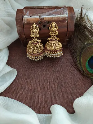 Spiritual Traditional Antique Lakshmi Studded Jhumki