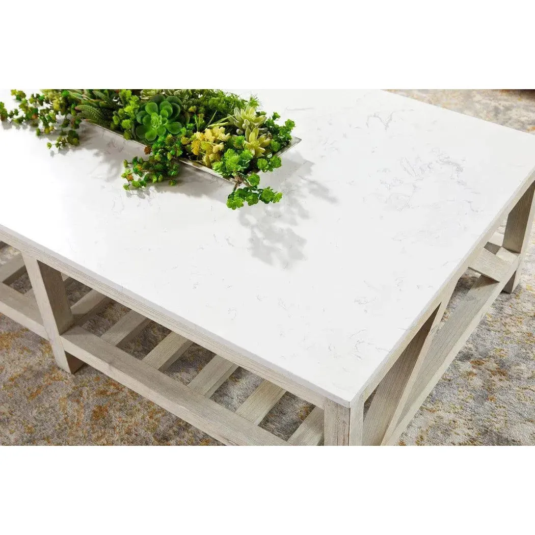 Spruce Rectangle Coffee Table Reclaimed Pine White Quartz