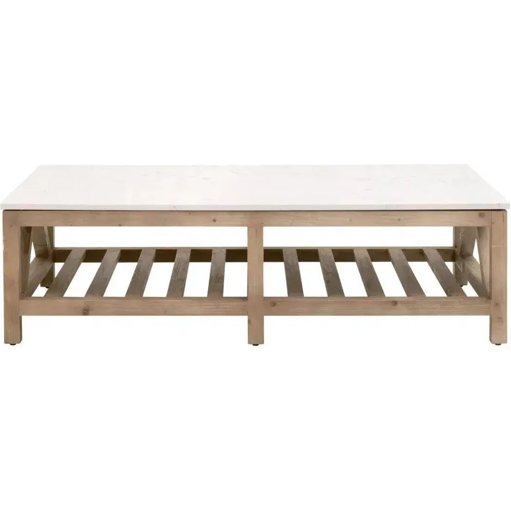 Spruce Rectangle Coffee Table Reclaimed Pine White Quartz