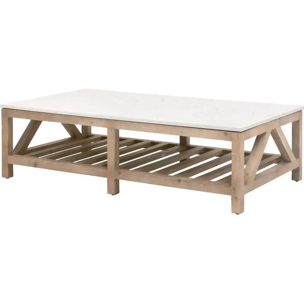 Spruce Rectangle Coffee Table Reclaimed Pine White Quartz