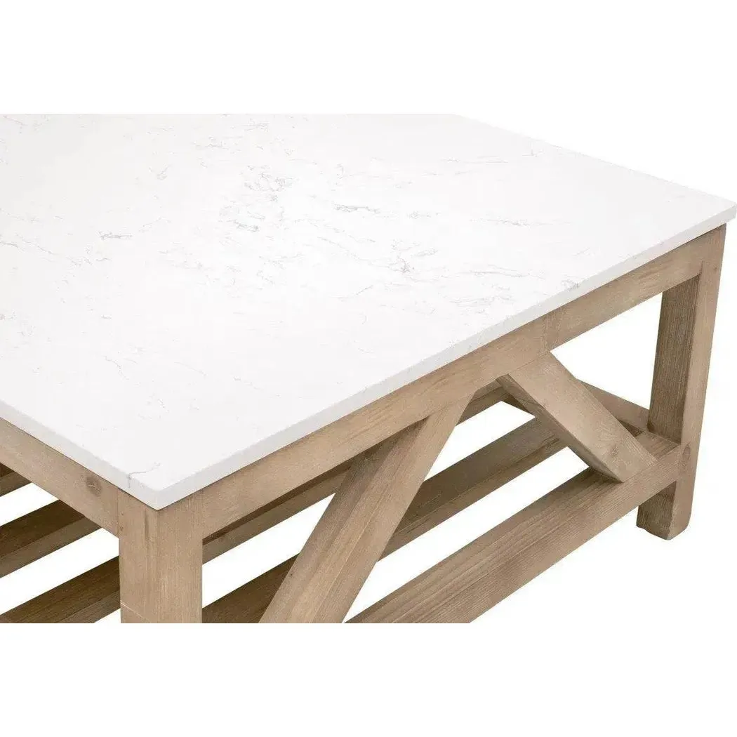 Spruce Rectangle Coffee Table Reclaimed Pine White Quartz