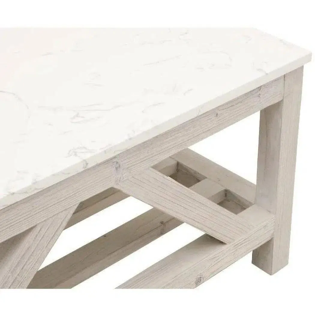 Spruce Rectangle Coffee Table Reclaimed Pine White Quartz