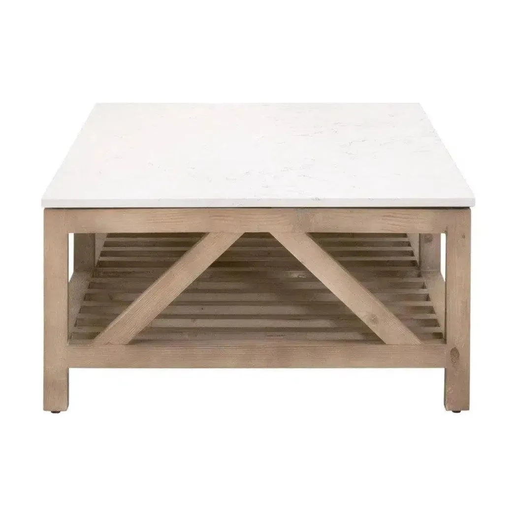 Spruce Rectangle Coffee Table Reclaimed Pine White Quartz