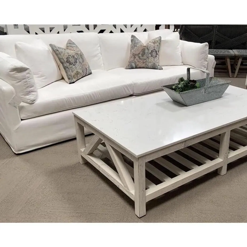 Spruce Rectangle Coffee Table Reclaimed Pine White Quartz