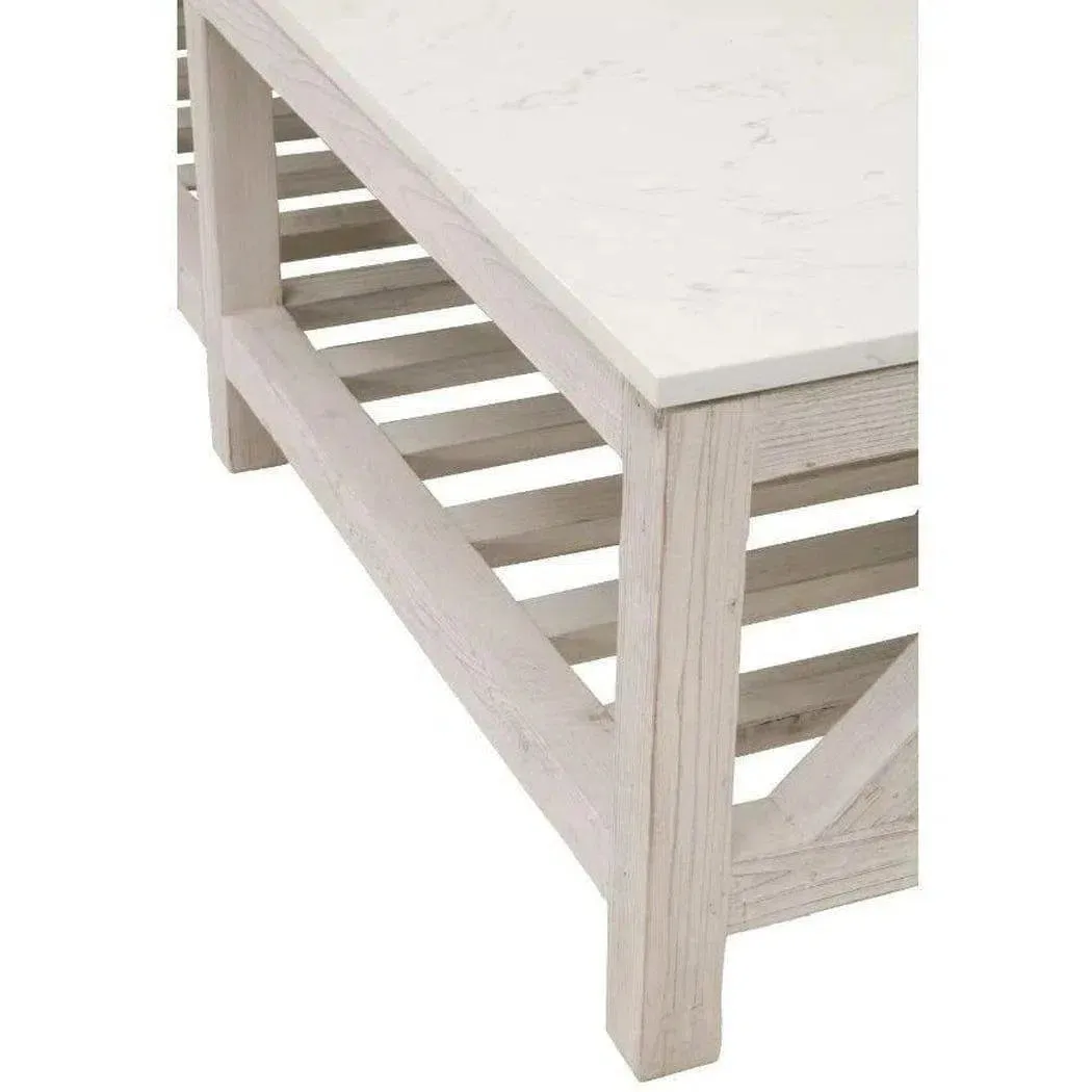 Spruce Rectangle Coffee Table Reclaimed Pine White Quartz