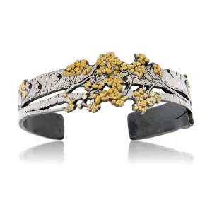 Sterling Silver & CA Gold Nugget Aspen Adorn Cuff Bracelet