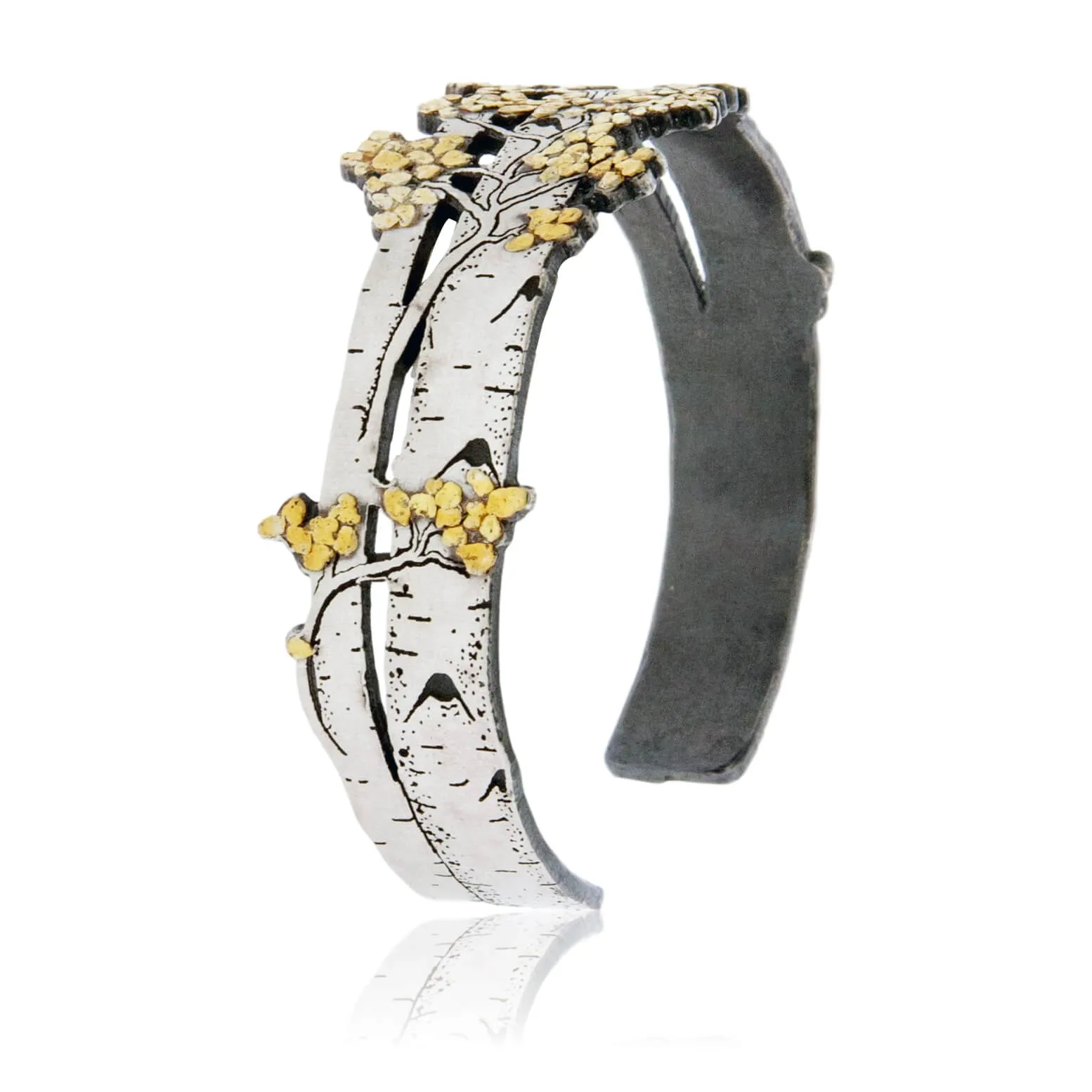 Sterling Silver & CA Gold Nugget Aspen Adorn Cuff Bracelet