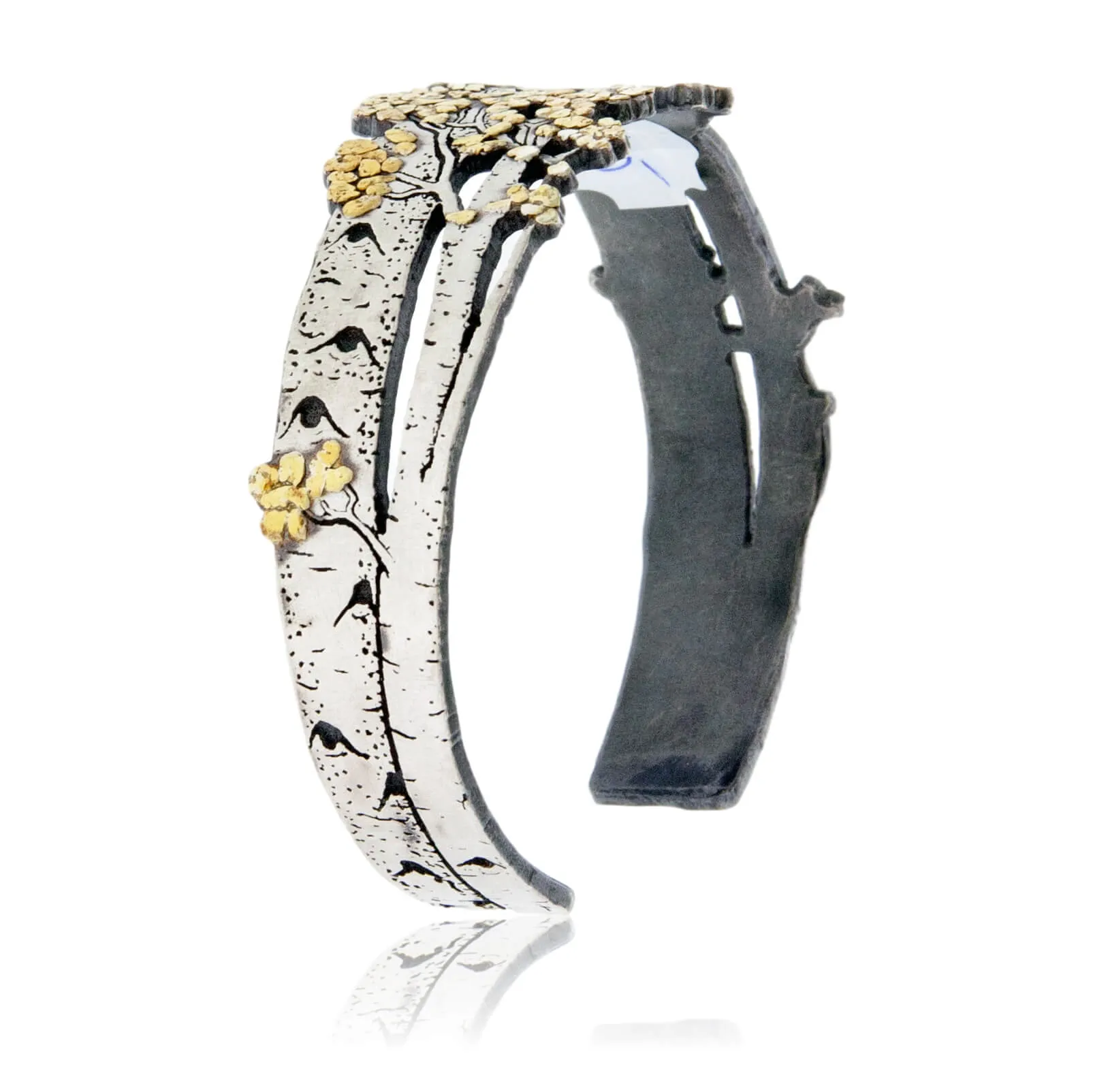 Sterling Silver & CA Gold Nugget Aspen Adorn Cuff Bracelet