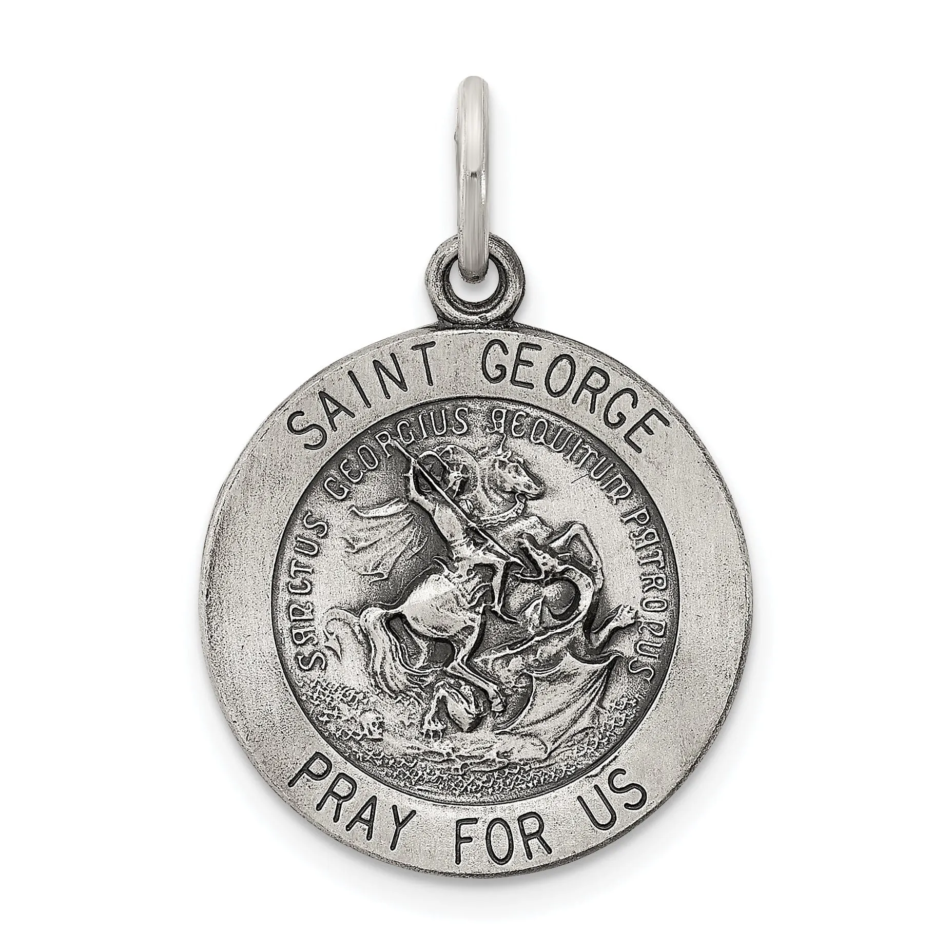 Sterling Silver Antiqued Saint George Medal