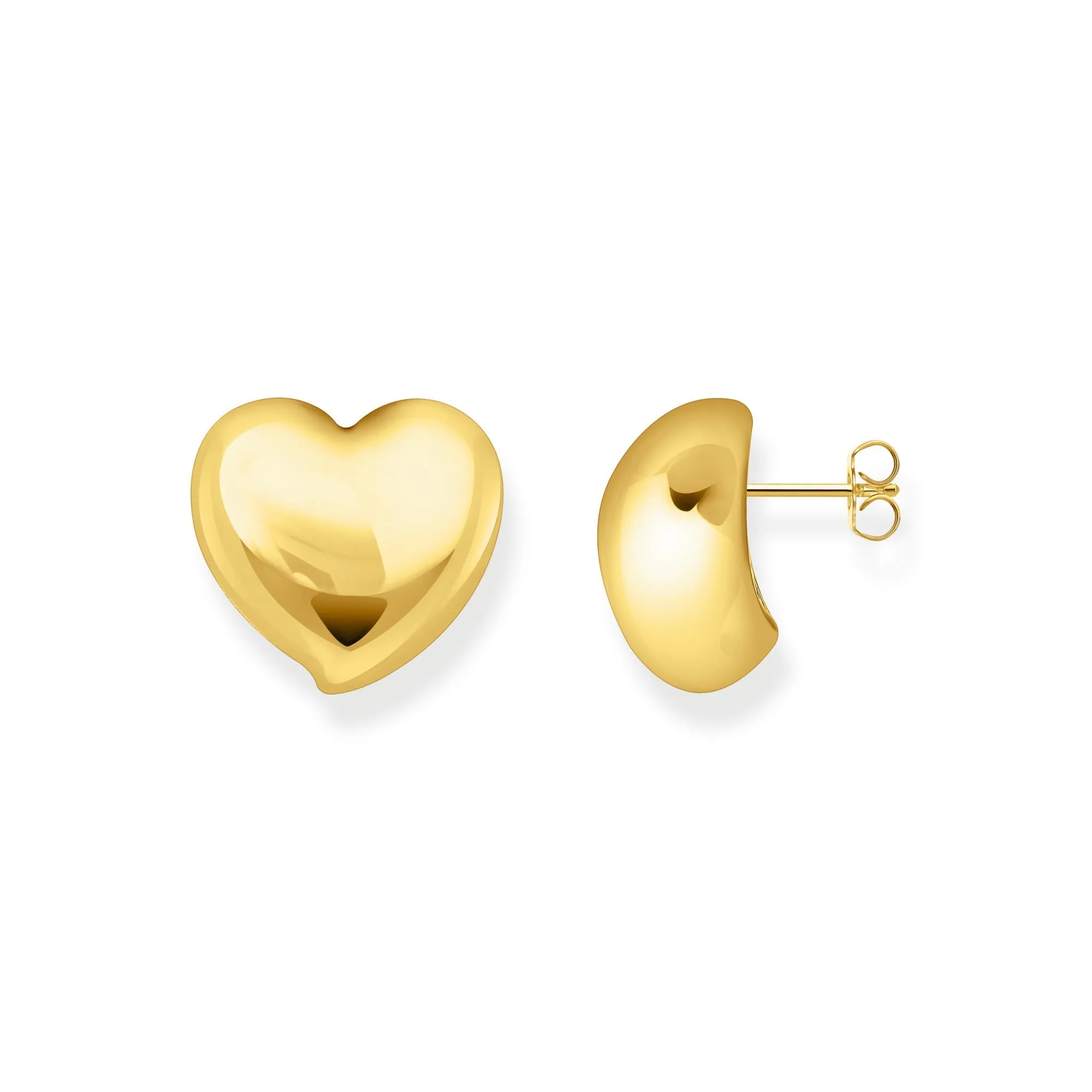 Sterling Silver Bold Elegance Gold Plated Heart Shaped Earrings H2302-413-39