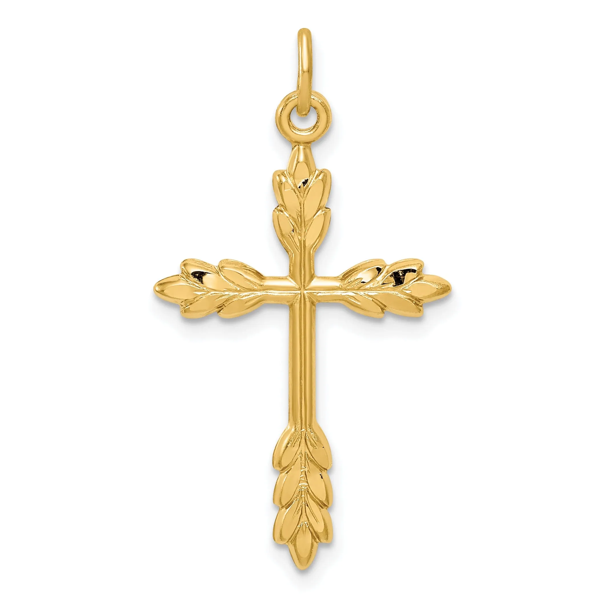 Sterling Silver Gold Tone Diamond-Cut Cross Pendant