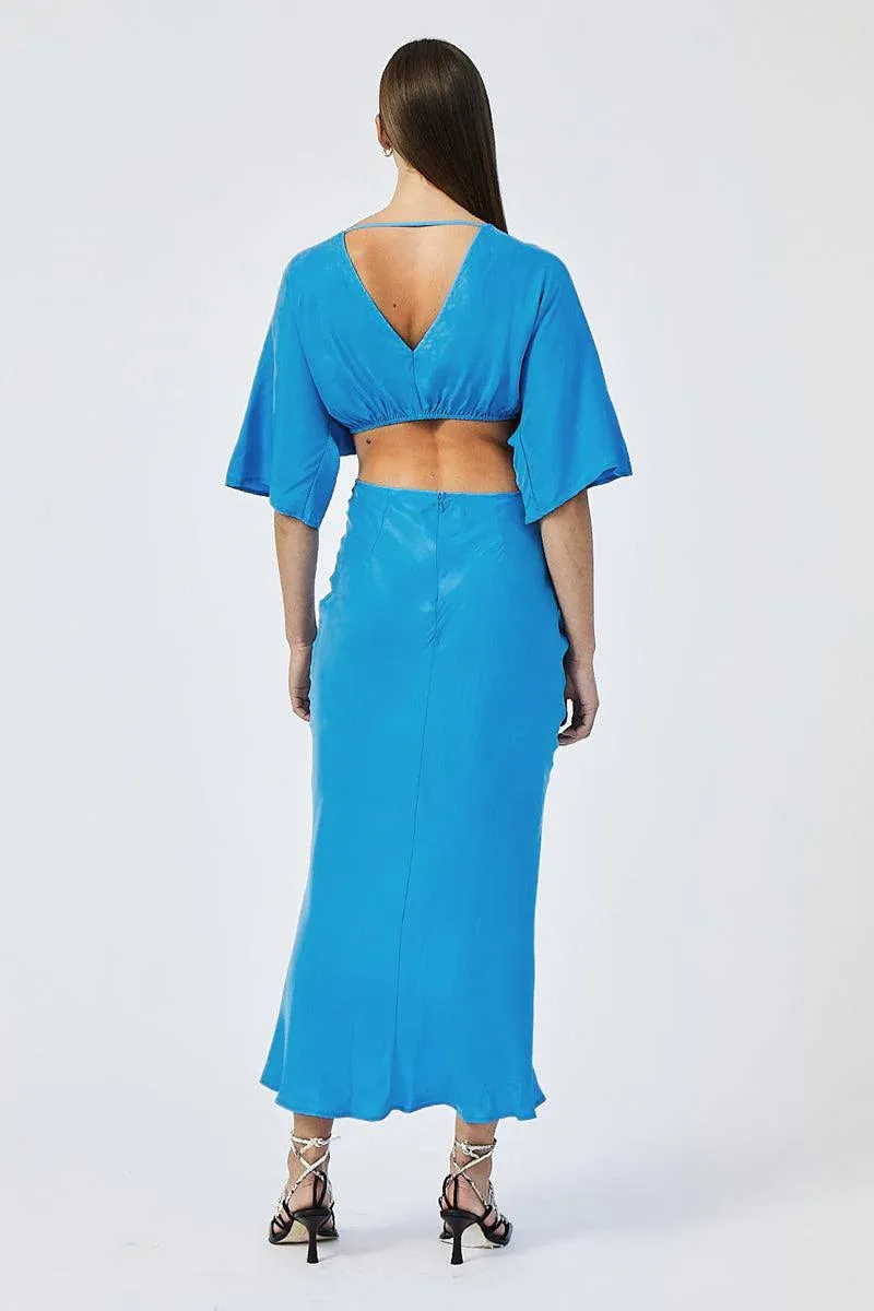 Suboo Hannah Rouched Cross Over Midi Dress - Lapis Blue