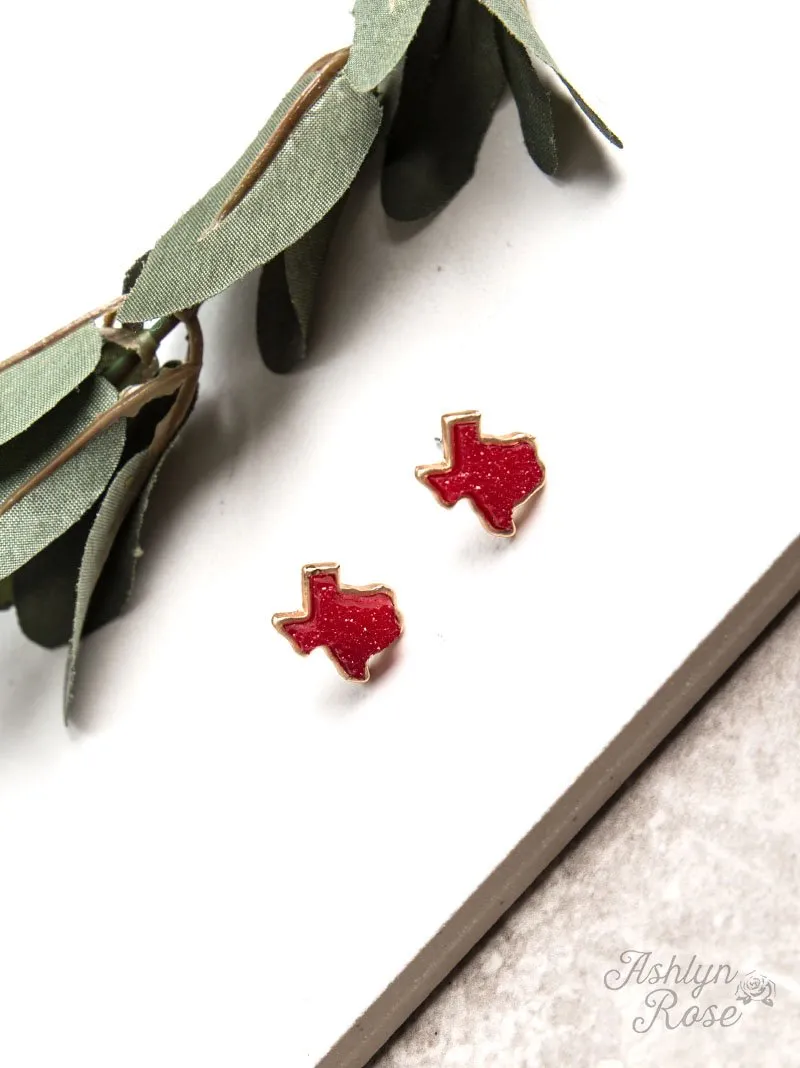 Texas On My Mind Druzy Stud Earrings, Red