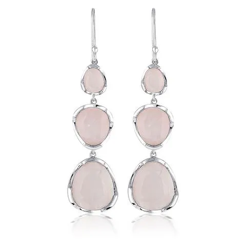 TO THE POWER OF THREE EARRINGS - ROSE QUARTZ