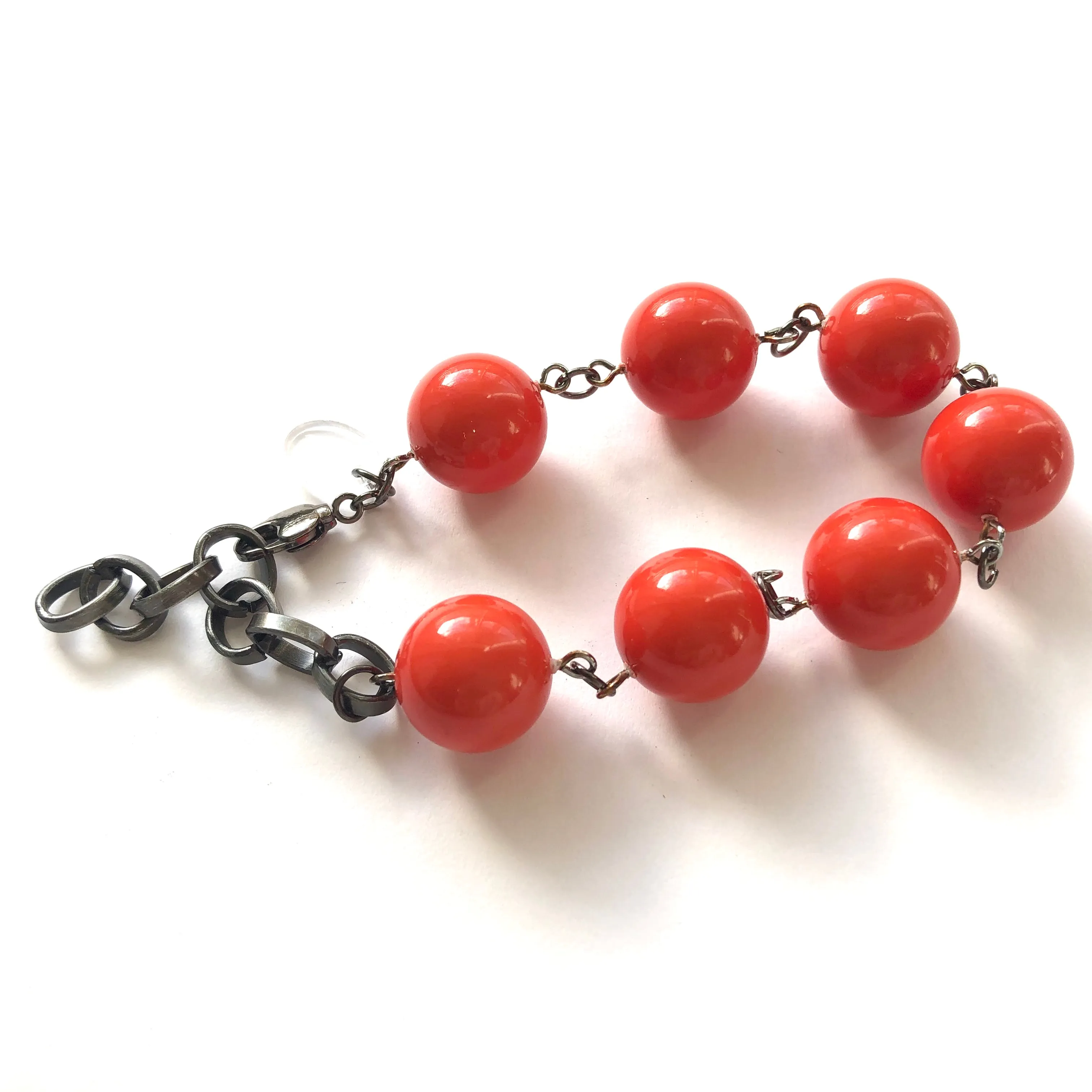 Tomato Red Lucite Bubble Stations Bracelet