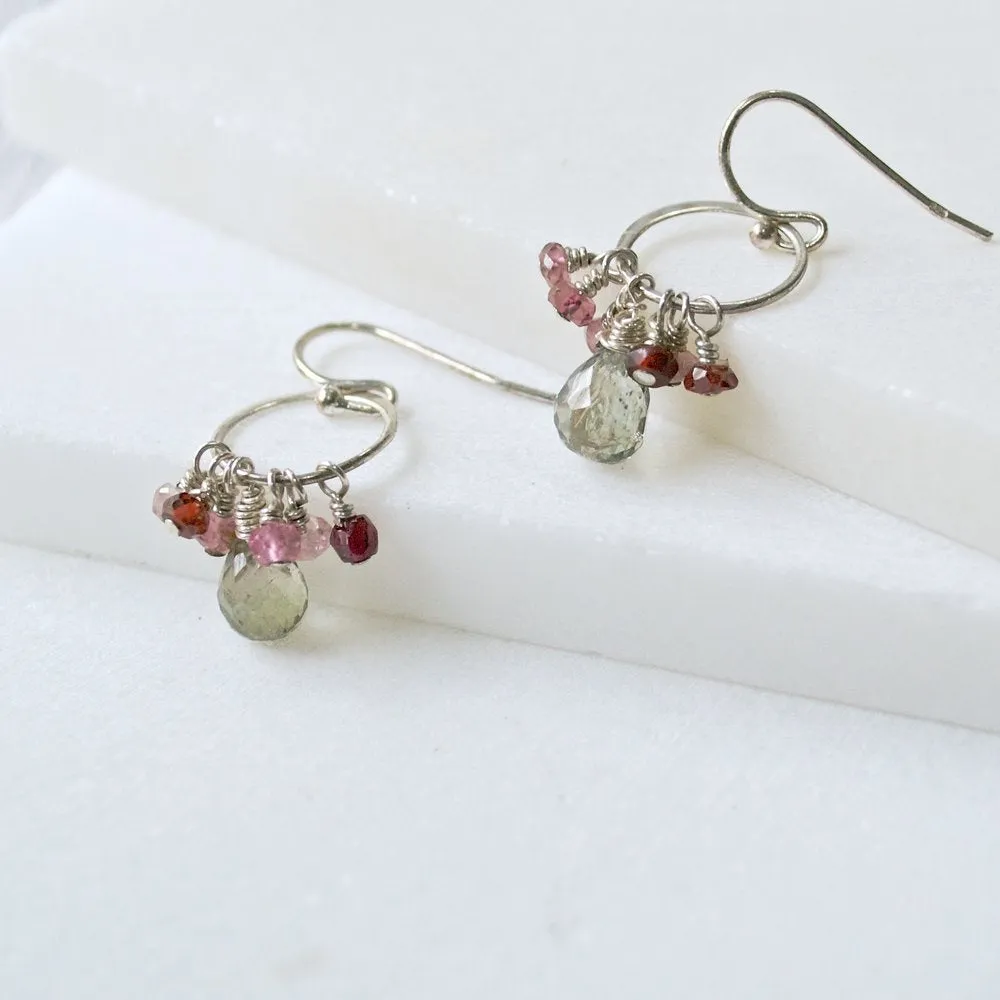 Tourmaline, Smoky Quartz & Sterling Silver Earrings