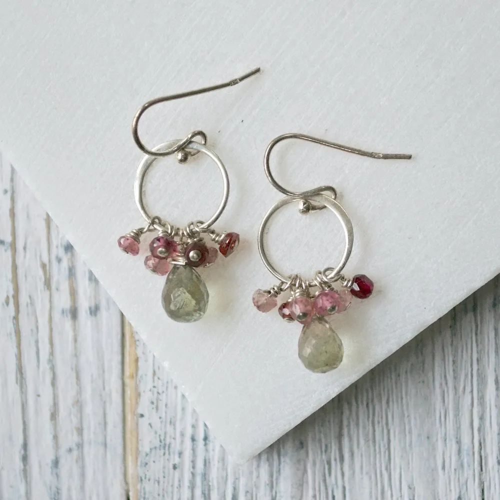 Tourmaline, Smoky Quartz & Sterling Silver Earrings