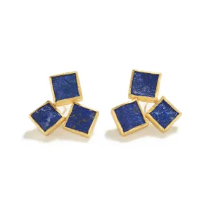 Triple Raw Lapis Earrings