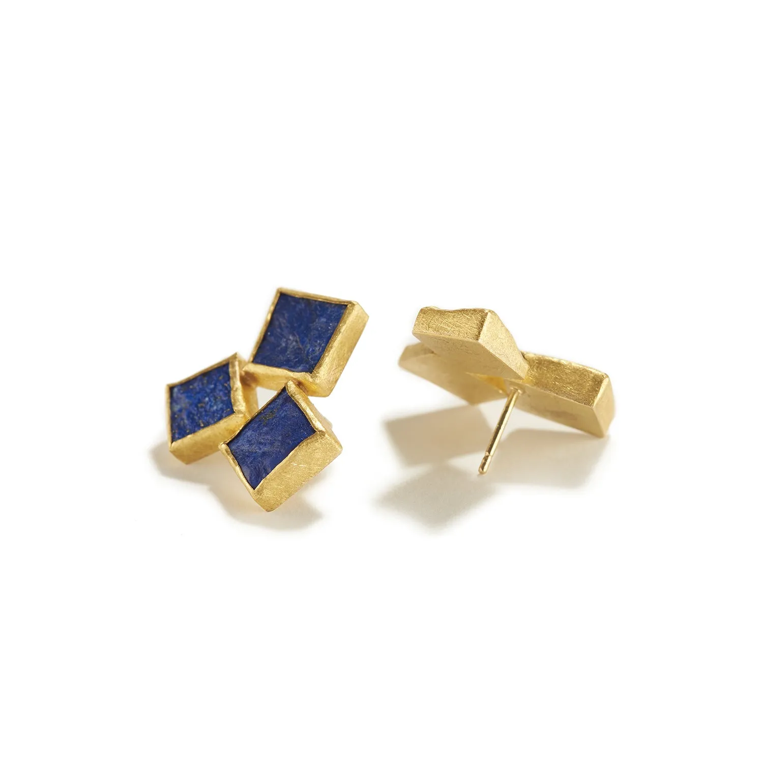 Triple Raw Lapis Earrings