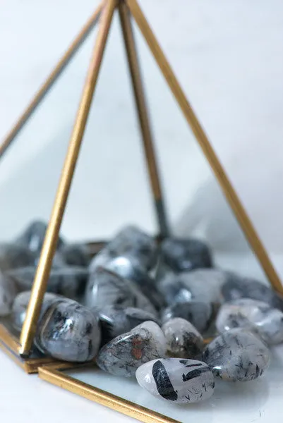 Tumbled Black Tourmaline with Quartz