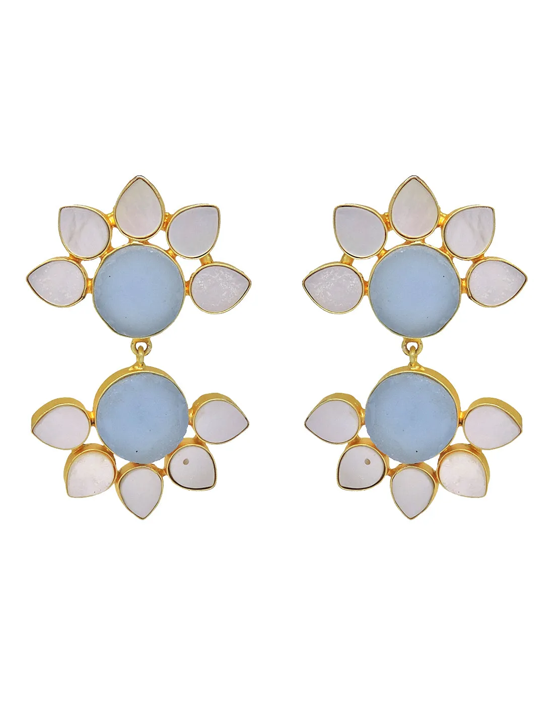 Twin Flora Earrings (Blue Onyx)