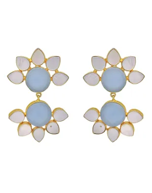 Twin Flora Earrings (Blue Onyx)