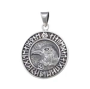 Viking Raven Bird Head Pendant - Men's Women's Sterling Silver Pendant