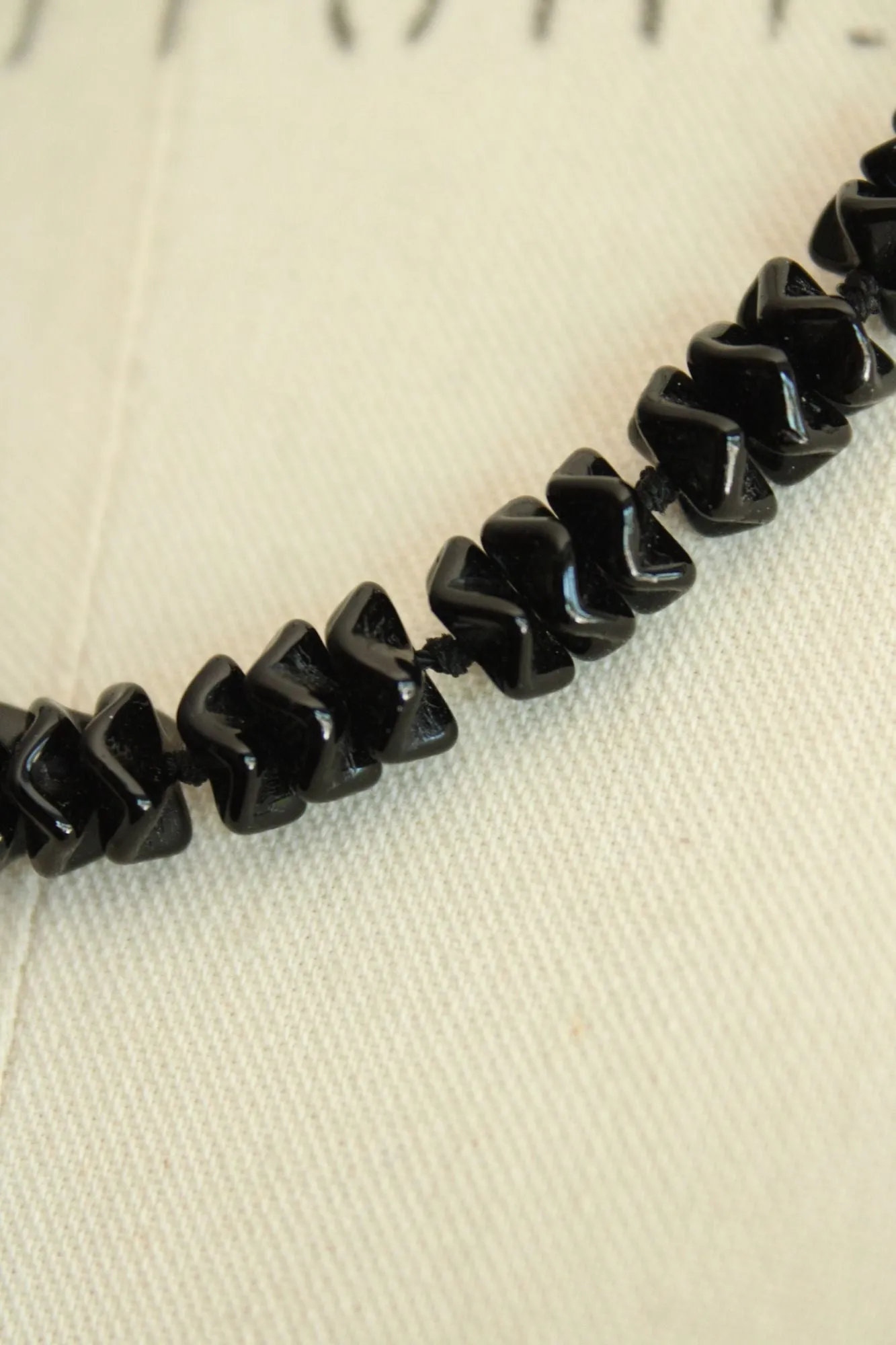 Vintage Black Glass or Stone Bead Necklace