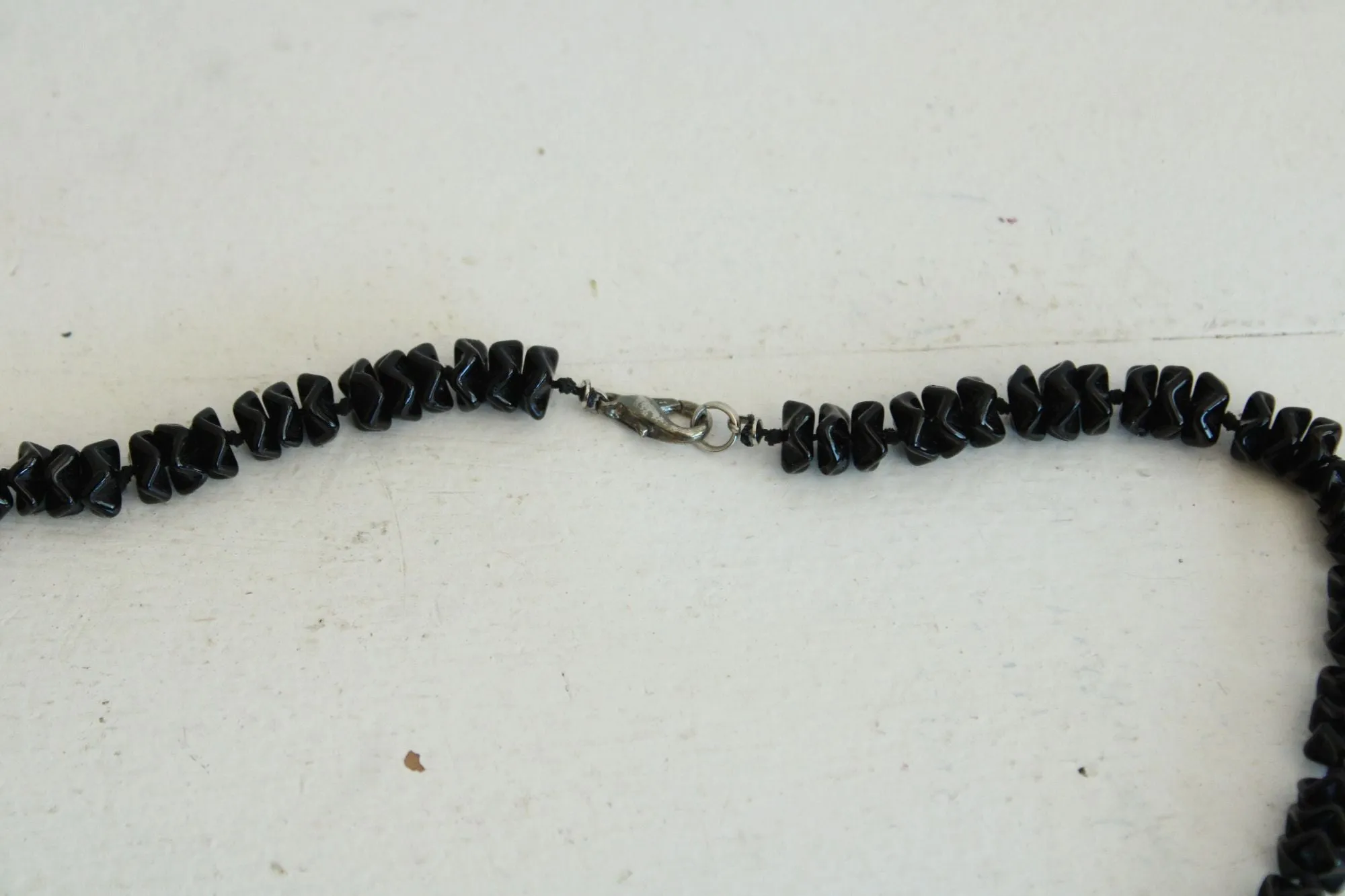 Vintage Black Glass or Stone Bead Necklace