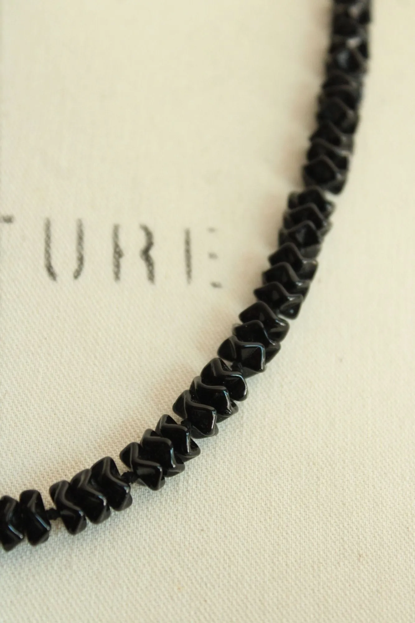 Vintage Black Glass or Stone Bead Necklace